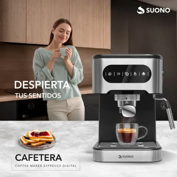 Cafetera Expresso Digital Suono Automática Acero Inox 1.5 L Color Plateado - Image 3